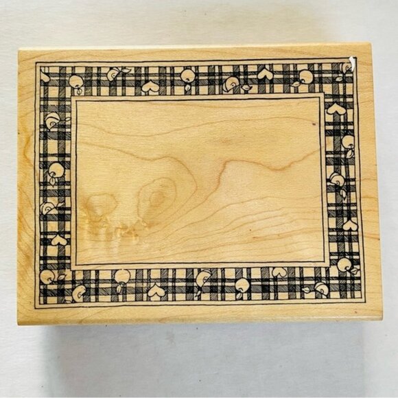 Wooden Rubber Stamp Border Square Stamp Scrapbooking Message Note Art Crafts - Picture 1 of 3